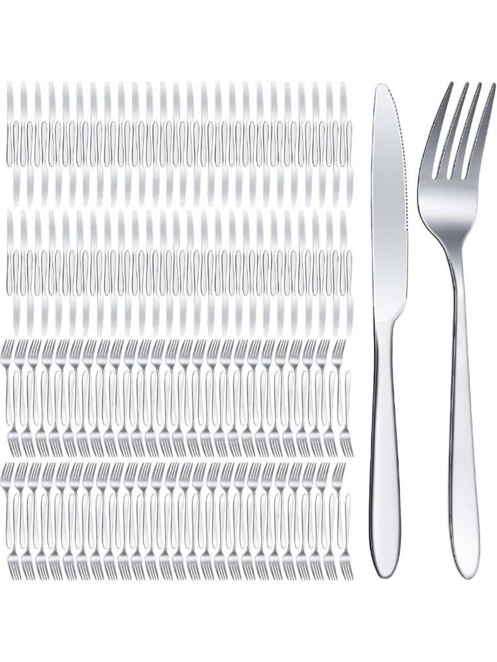 200 Pcs Stainless Steel Cutlery Set - Forks & Knives, Elegant Silverware for